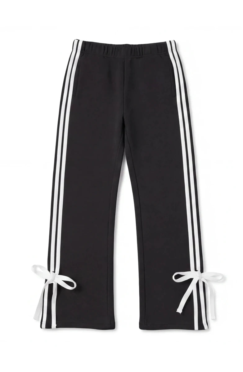 Preppy Goose Paige - Relaxed Sweatpant with Bowtie - Black - Nest and Sprout-Limeapple | Peppy Goose