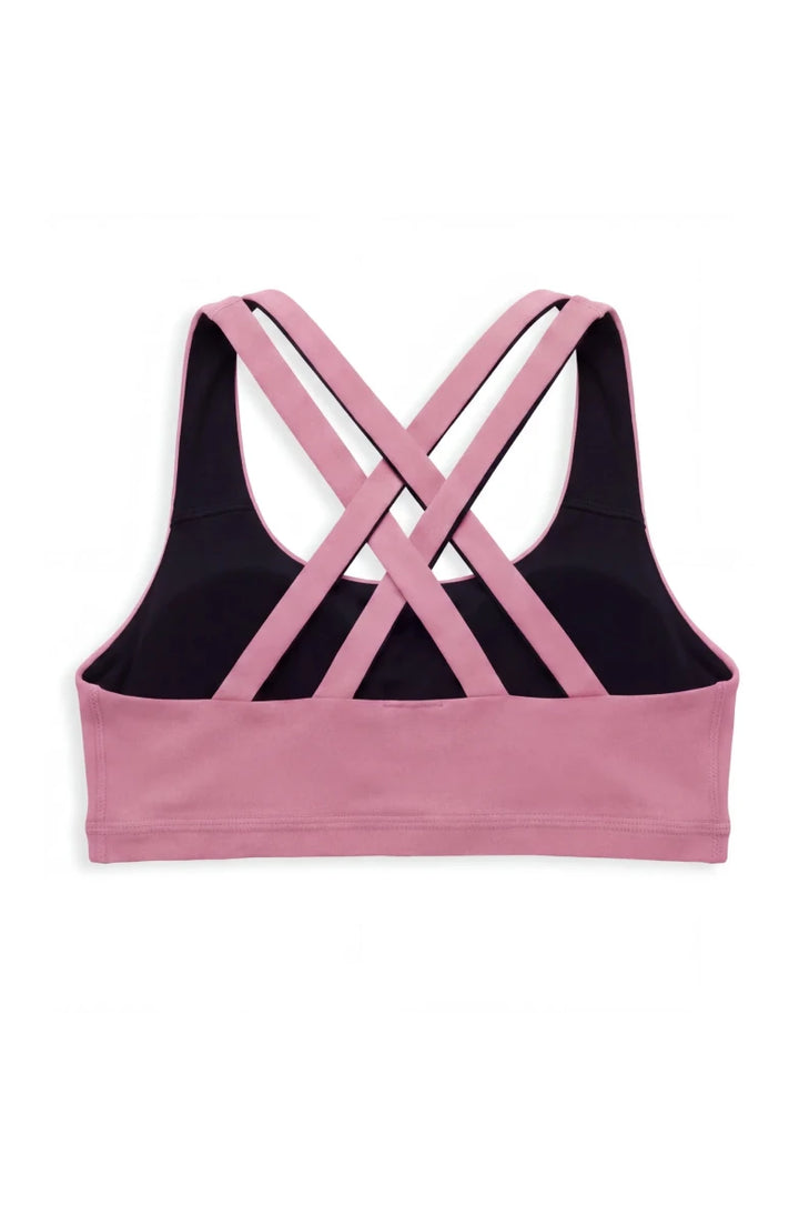 Peppy Goose Petal - Double Strap Reversible Sports Bra - Rose/Black