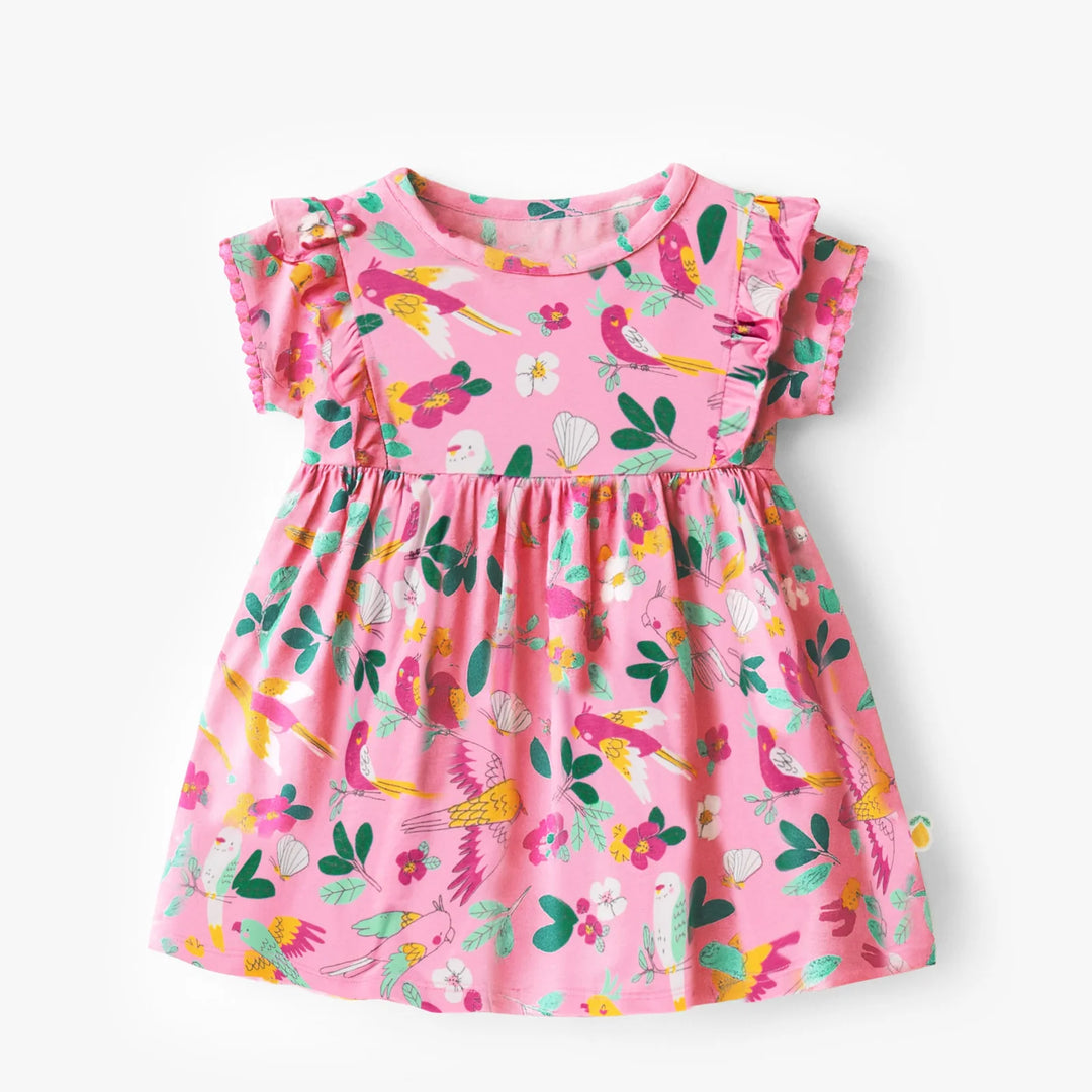 Souris Mini Pink Tropical Print Dress