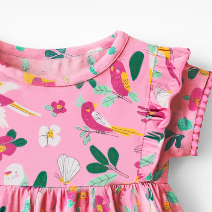 Souris Mini Pink Tropical Print Dress