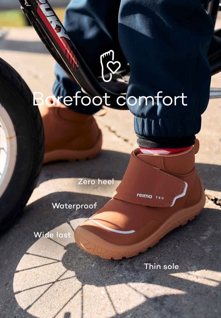 ReimaTec Hyppii Barefoot Bootie – Cinnamon Brown | Toddler Waterproof Barefoot Shoes - Nest and Sprout - Reima