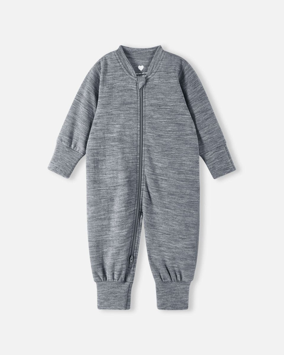Reima Syliin Wool Jumpsuit – Melange Grey | Baby Merino Onesie FINAL SALE - Nest and Sprout - Reima