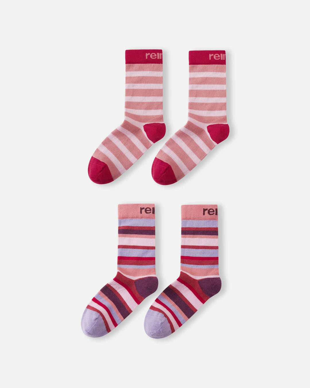 Reima Parit Kids' Merino Wool Socks, 2-Pack Rose Blush