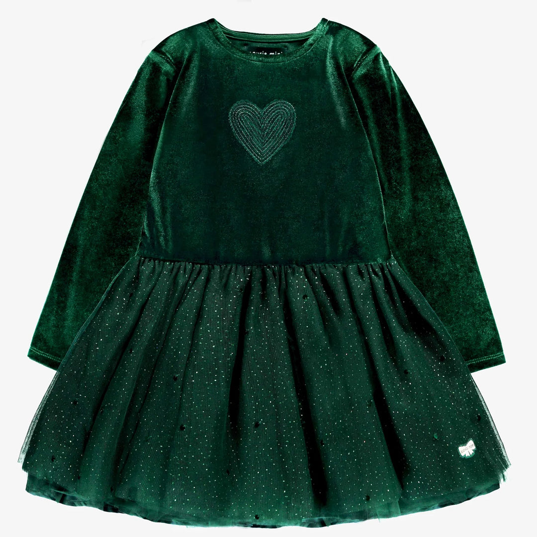 Children's Dress | Green Velvet | 3Y to 6Y