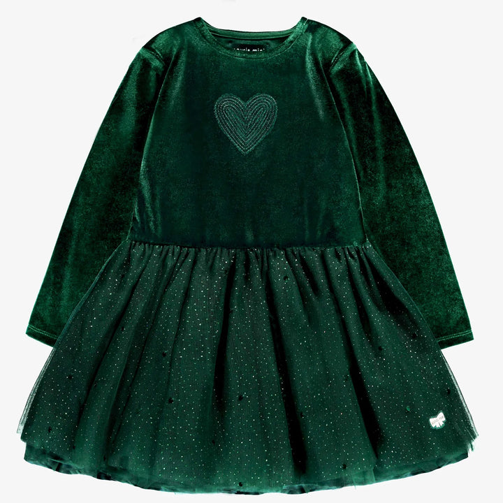 Children's Dress | Green Velvet | 3Y to 6Y