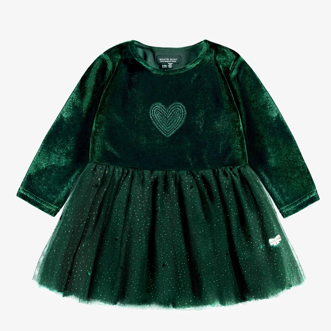 Baby/Toddler Velvet & Sequin Green Dress