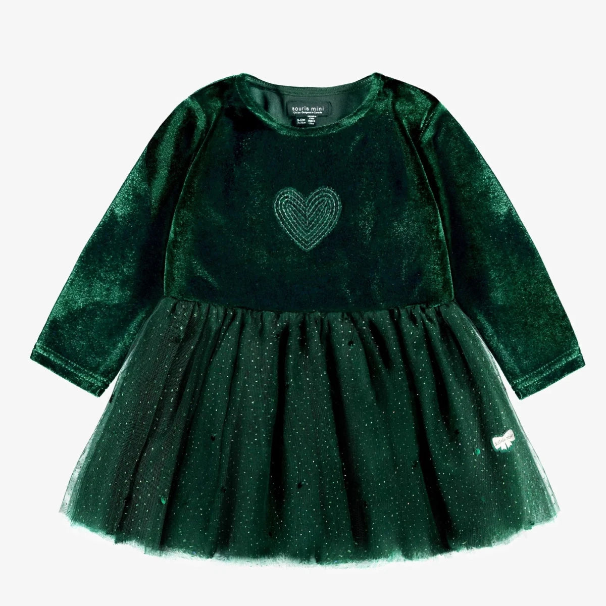 Baby/Toddler Velvet & Sequin Green Dress - Nest and Sprout - Souris Mini