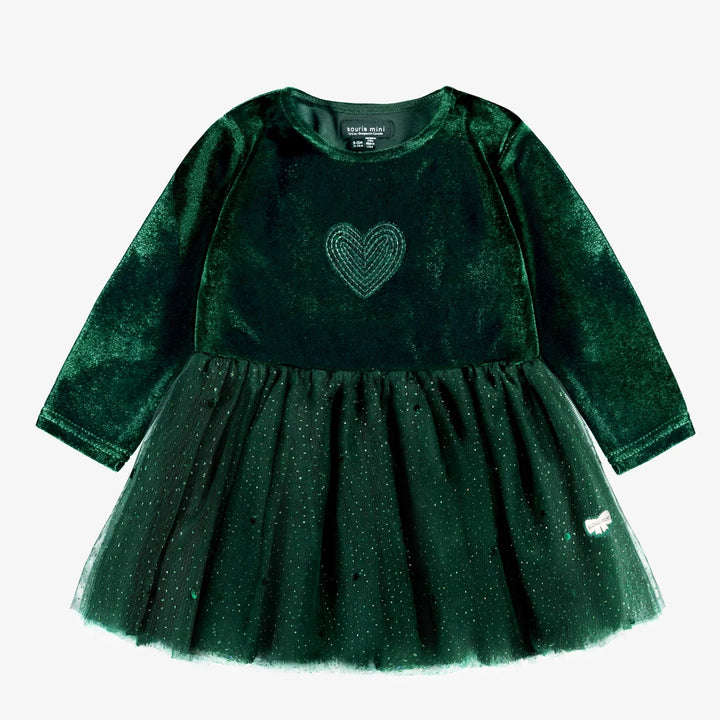 Baby/Toddler Velvet & Sequin Green Dress