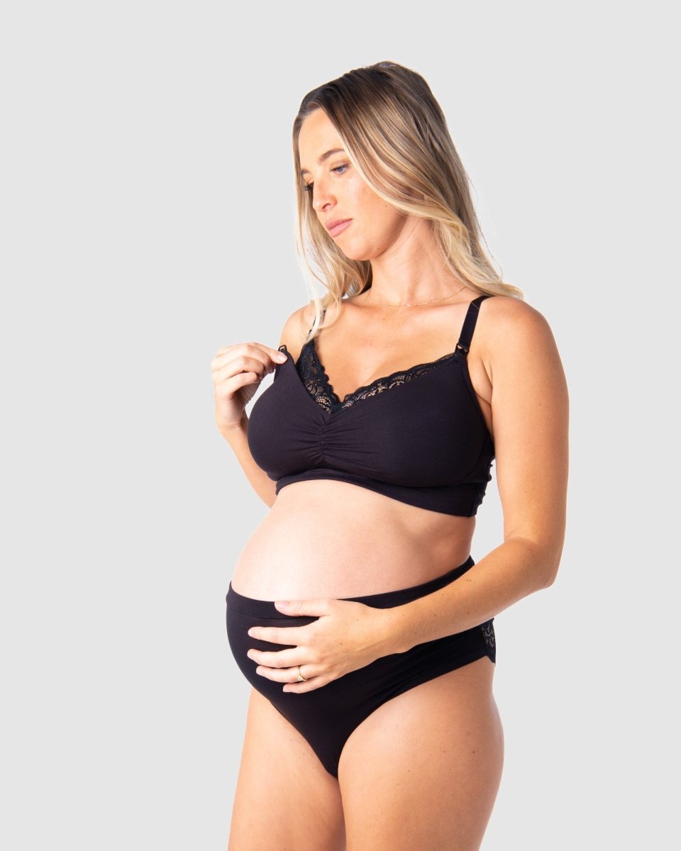 Serenity Bamboo Multifit Nursing Bra | Black | Wirefree - Nest and Sprout - Hot Milk