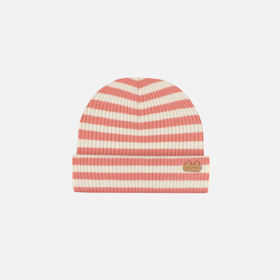 Ribbed Hat | Orange & Cream