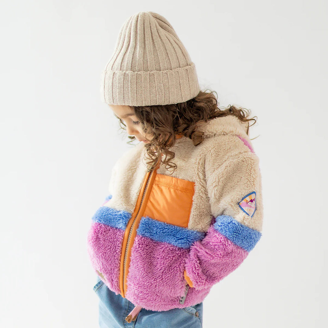 Souris Mini Colour Block Plush Jacket | Purple