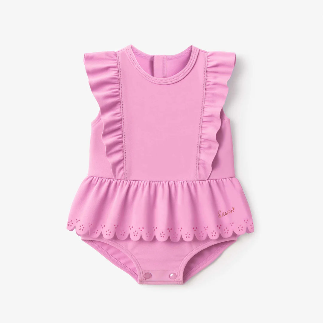 Souris Mini Pink One-Piece Swimsuit with Ruffles