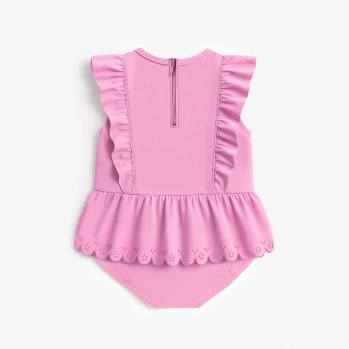Souris Mini Pink One-Piece Swimsuit with Ruffles