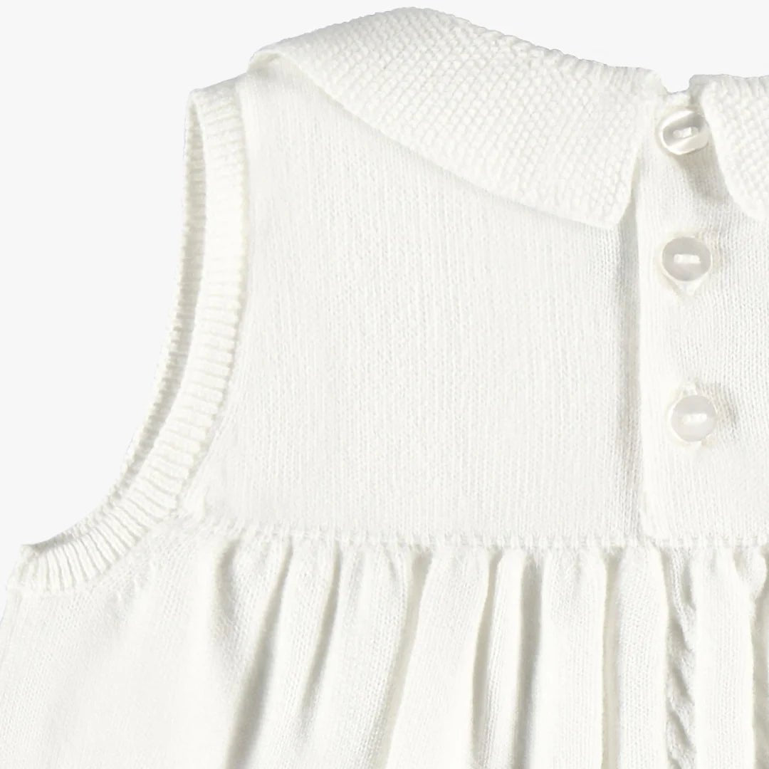 Souris Mini White Knitted Dress with Floral Embroidery - Nest and Sprout - Souris Mini