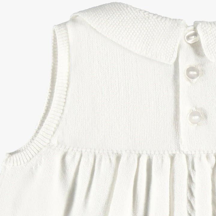 Souris Mini White Knitted Dress with Floral Embroidery - Nest and Sprout - Souris Mini