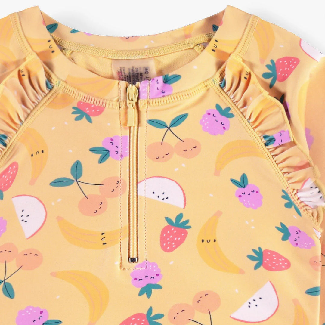 Souris Mini Yellow One-Piece Swimsuit with Fruit Print