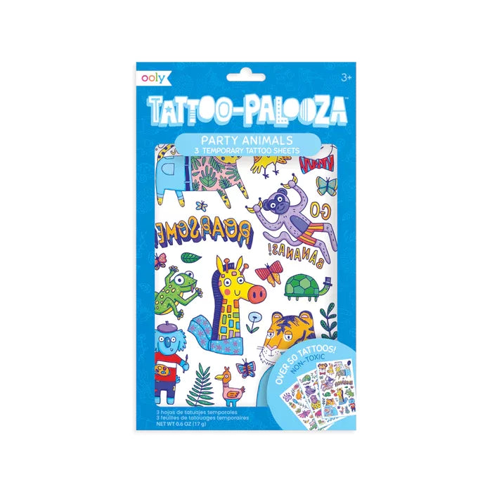 Tattoo Palooza Temporary Glitter Tattoo: Party Animals
