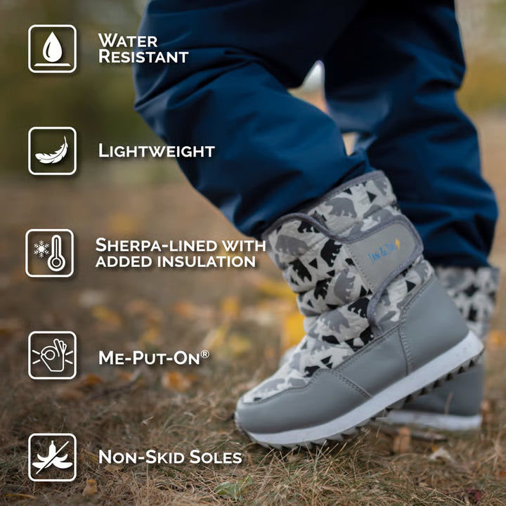 Toasty-Dry Tall Puffy Winter Boots | grey