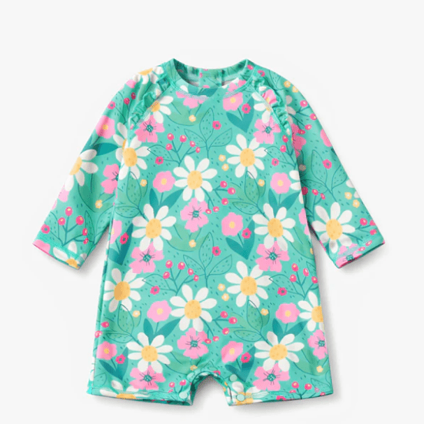 Turquoise Floral One - Piece Swimsuit - Baby - Nest and Sprout - Souris Mini