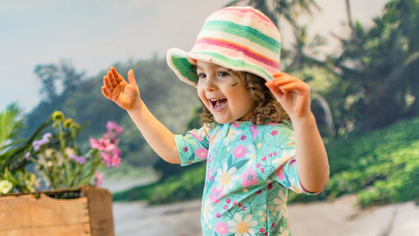 Turquoise Floral One - Piece Swimsuit - Baby - Nest and Sprout - Souris Mini