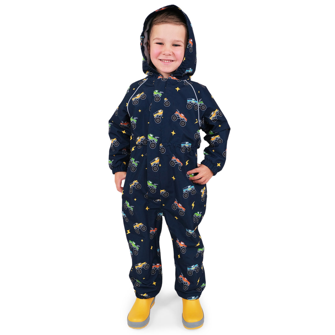 Cozy Dry Fleece Lined Play Suit | Big Trucks