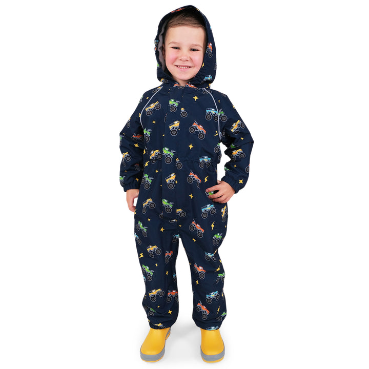 Cozy Dry Fleece Lined Play Suit | Big Trucks