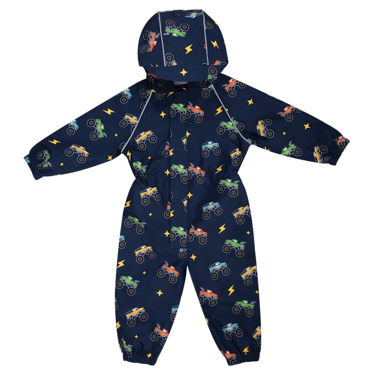Cozy Dry Fleece Lined Play Suit | Big Trucks - Nest and Sprout - Jan & Jul