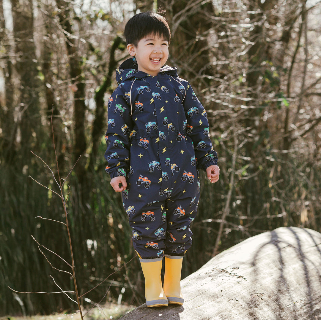 Cozy Dry Fleece Lined Play Suit | Big Trucks