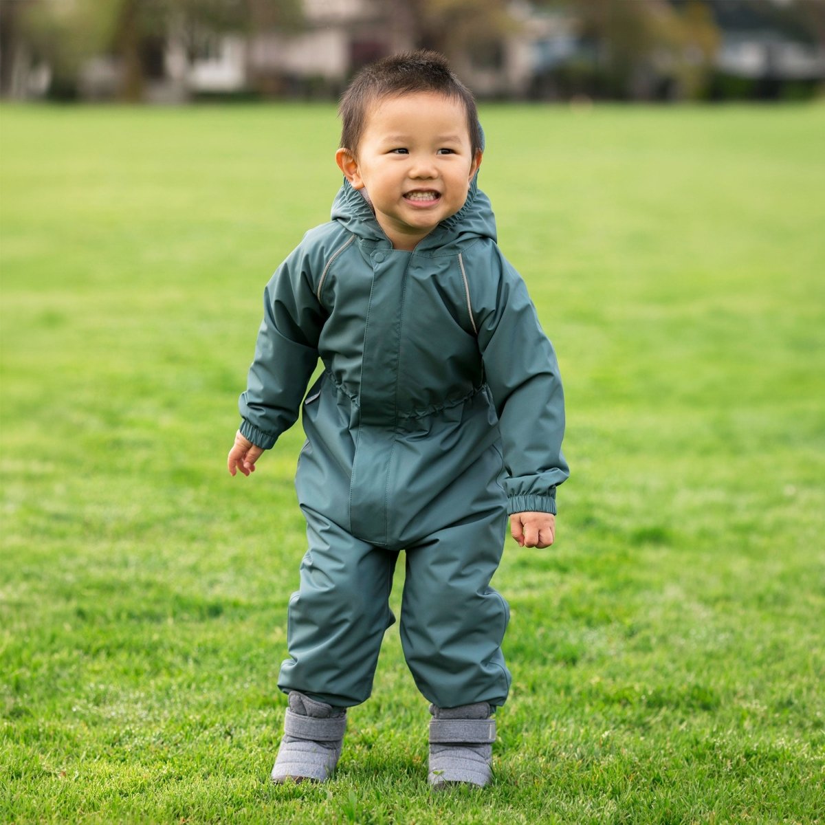 Jan & Jul Cozy-Dry Rain Play Suit (fleece lined) – Dark Spruce - Nest and Sprout-Jan & Jul