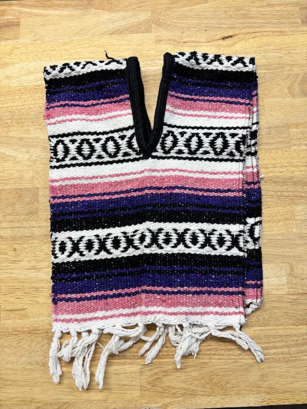 Molino Handwoven Poncho Pink Black Purple | Size 3 - Nest and Sprout - Consignment