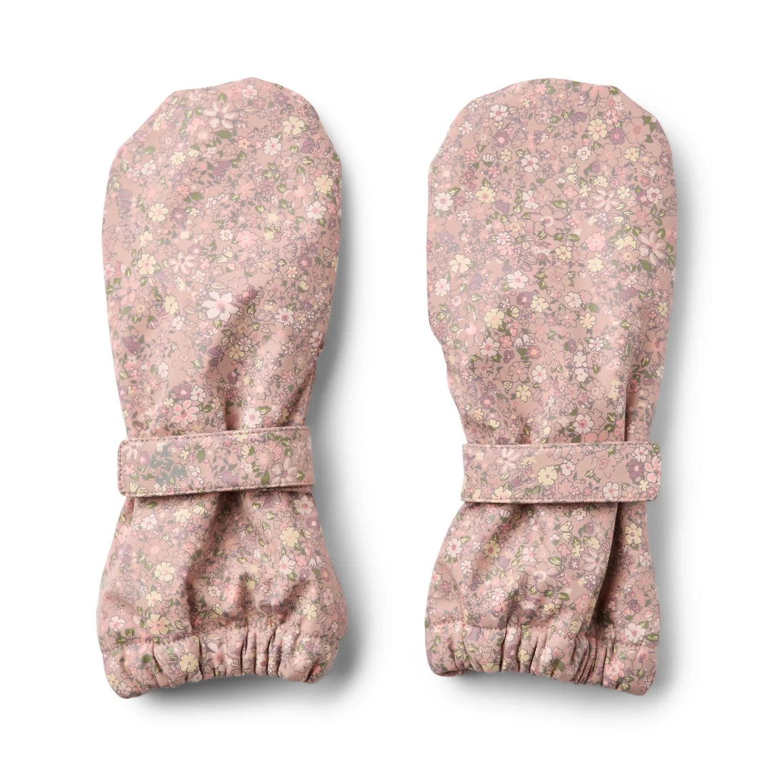 Wheat Rily Kids Rain Mittens Powder Flower Meadow - Nest and Sprout-Wheat