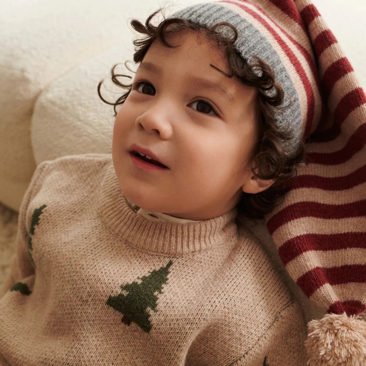 Wheat Knitted Christmas Hat – Red Christmas Stripe - Nest and Sprout-Wheat Kids