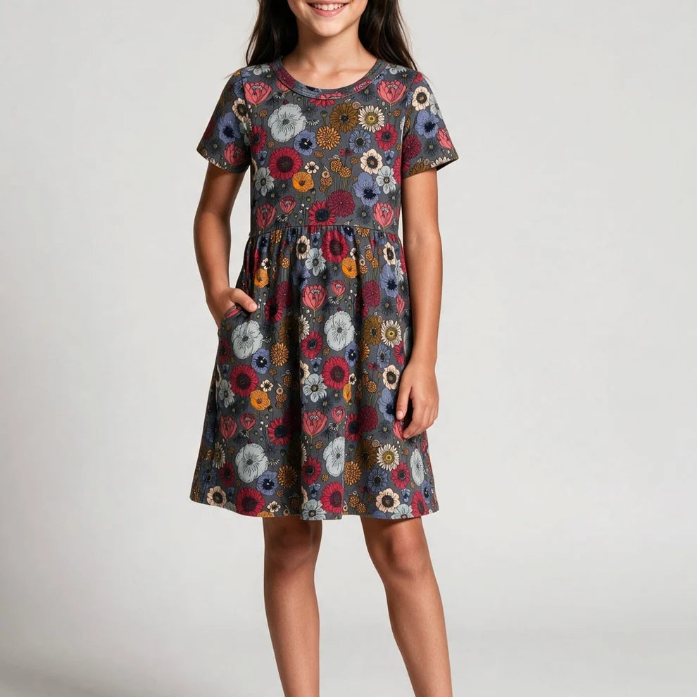 Little & Lively Youth Bamboo Daphne Dress – Autumn Floral
