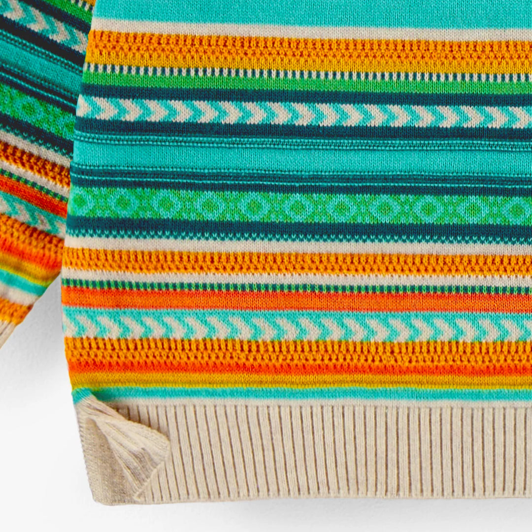 Souris Mini Beige Knit Sweater with Colourful Stripes