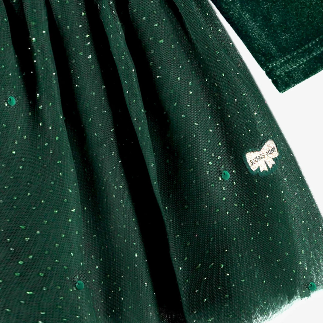 Baby/Toddler Velvet & Sequin Green Dress