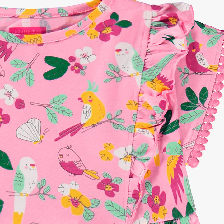 Souris Mini Pink Tropical Print Dress