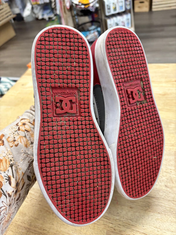 DC Red Black High-Top Sneakers Velcro | Size Youth 4