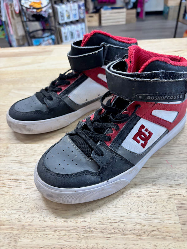 DC Red Black High-Top Sneakers Velcro | Size Youth 4