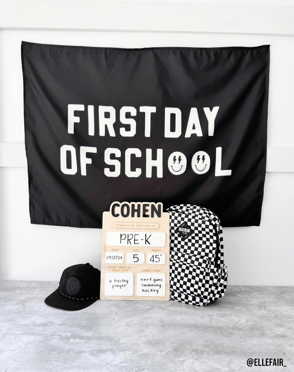 First / Last Day of School (Black) Reversible Banner Kids - Nest and Sprout - Cherrypick