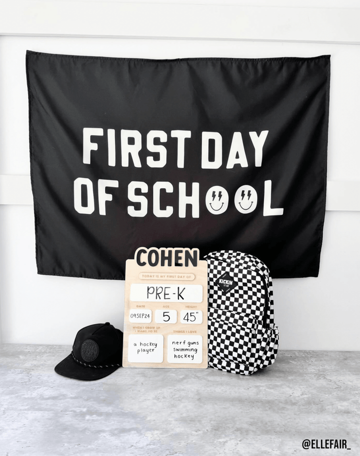 First / Last Day of School (Black) Reversible Banner Kids - Nest and Sprout - Cherrypick
