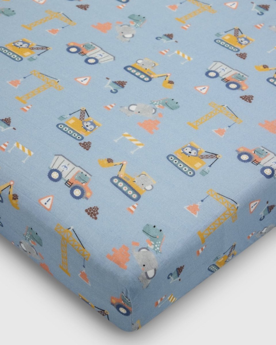 Loulou Lollipop Muslin Fitted Crib Sheet - Tiny Engineers - Nest and Sprout - Loulou Lollipop