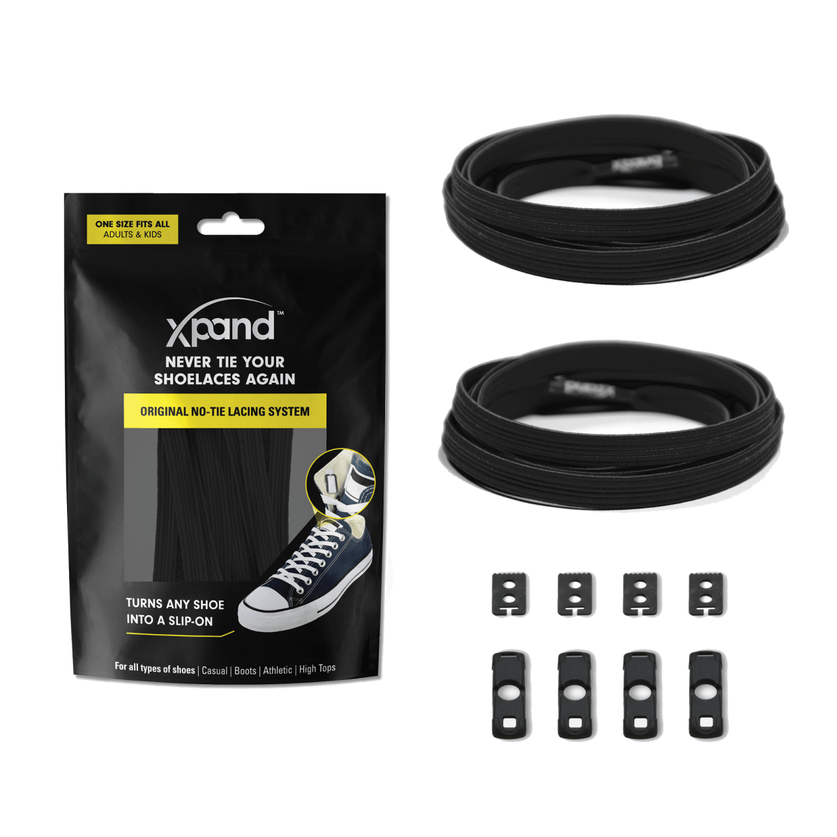 No - Tie Elastic Flat Shoelaces | No More Tying | One Size - Nest and Sprout - Xpand Laces