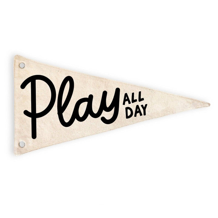 Play All Day Canvas Pennant Flag - Kids Playroom Decor - Nest and Sprout - Cherrypick