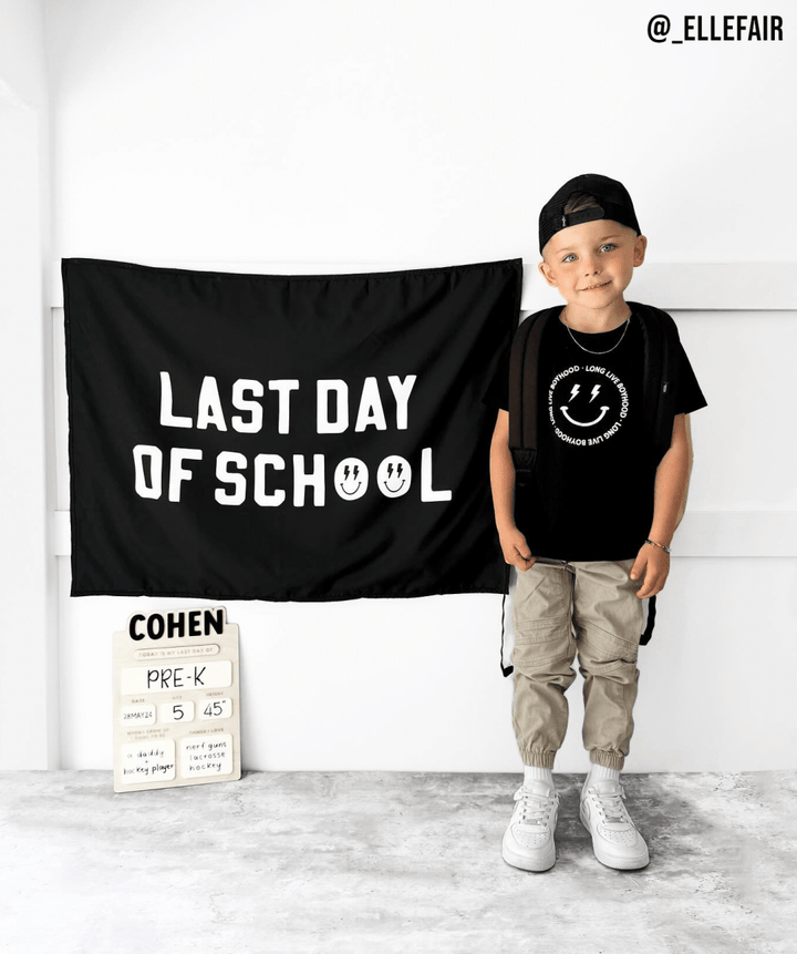 First / Last Day of School (Black) Reversible Banner Kids - Nest and Sprout - Cherrypick