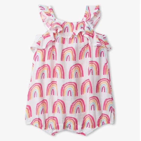 Hatley Bubble Romper – 9 - 12 Months (Rainbow Print, Tank Top Straps, Good Used Condition) - Nest and Sprout - Consignment