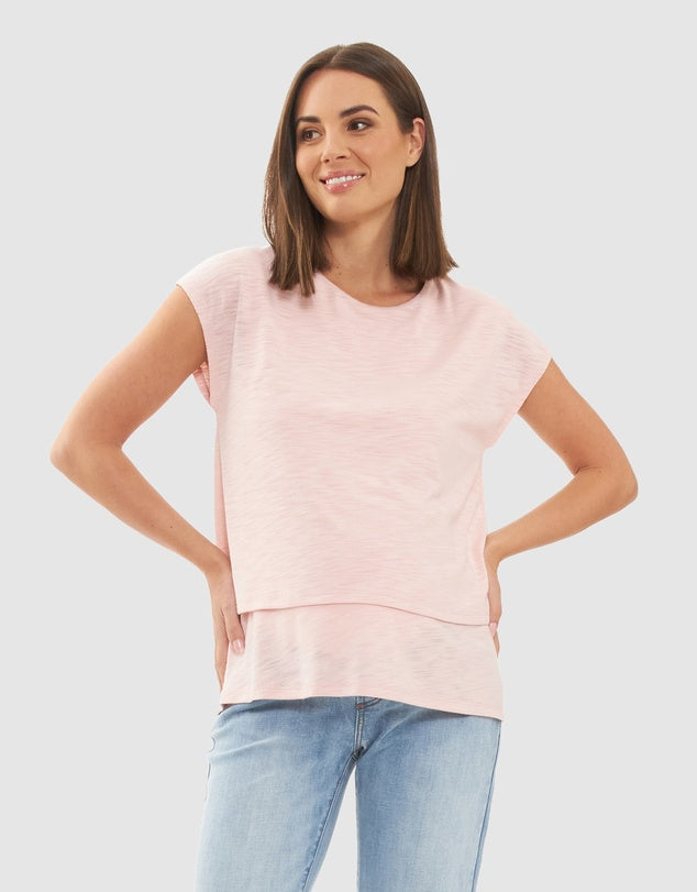 Jazmin Nursing Maternity Tee Soft Pink Nest and Sprout