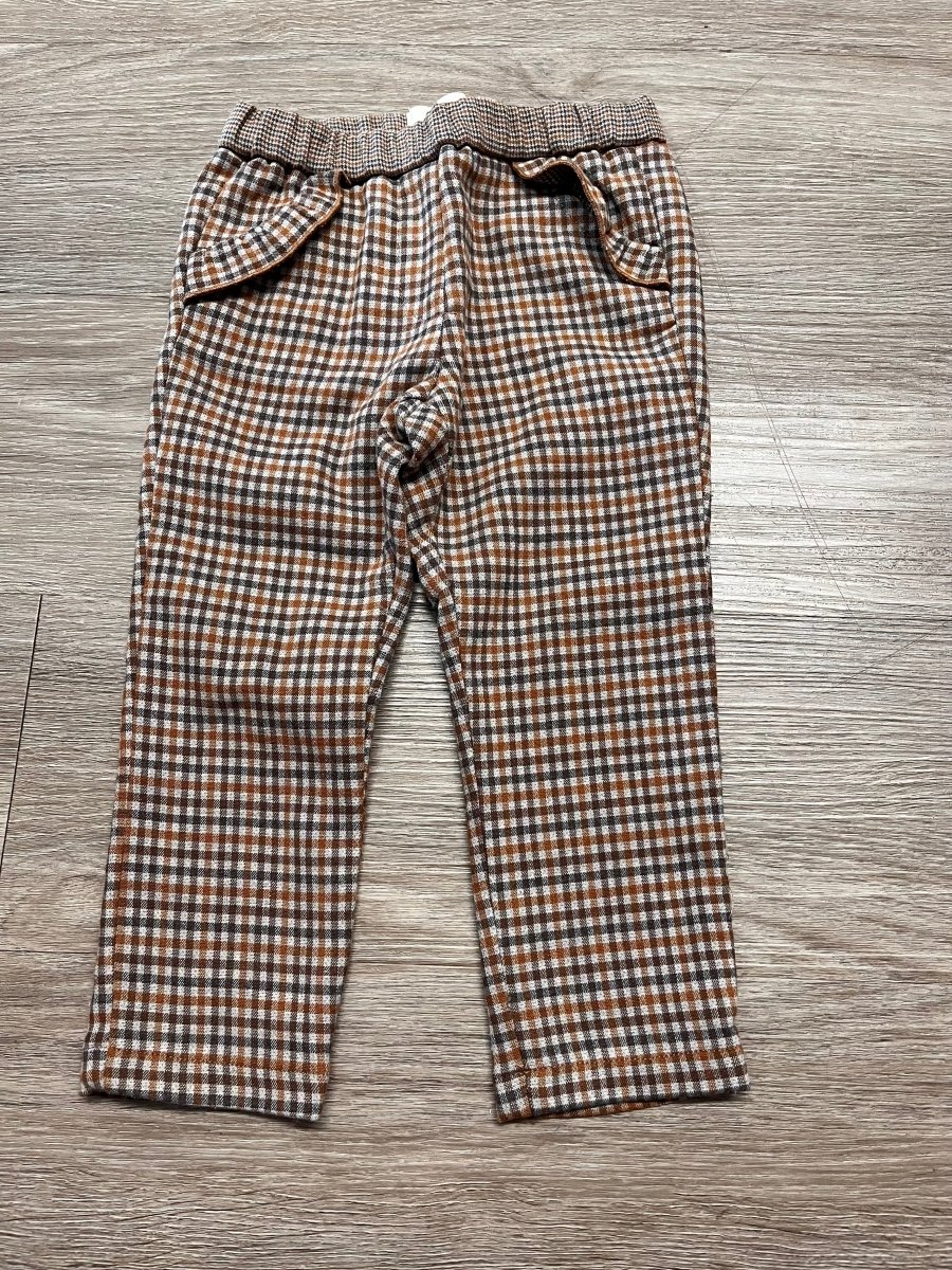 Zara Baby Trousers – 2-3 Years | Brown and Orange Plaid - Nest and Sprout-Consignment