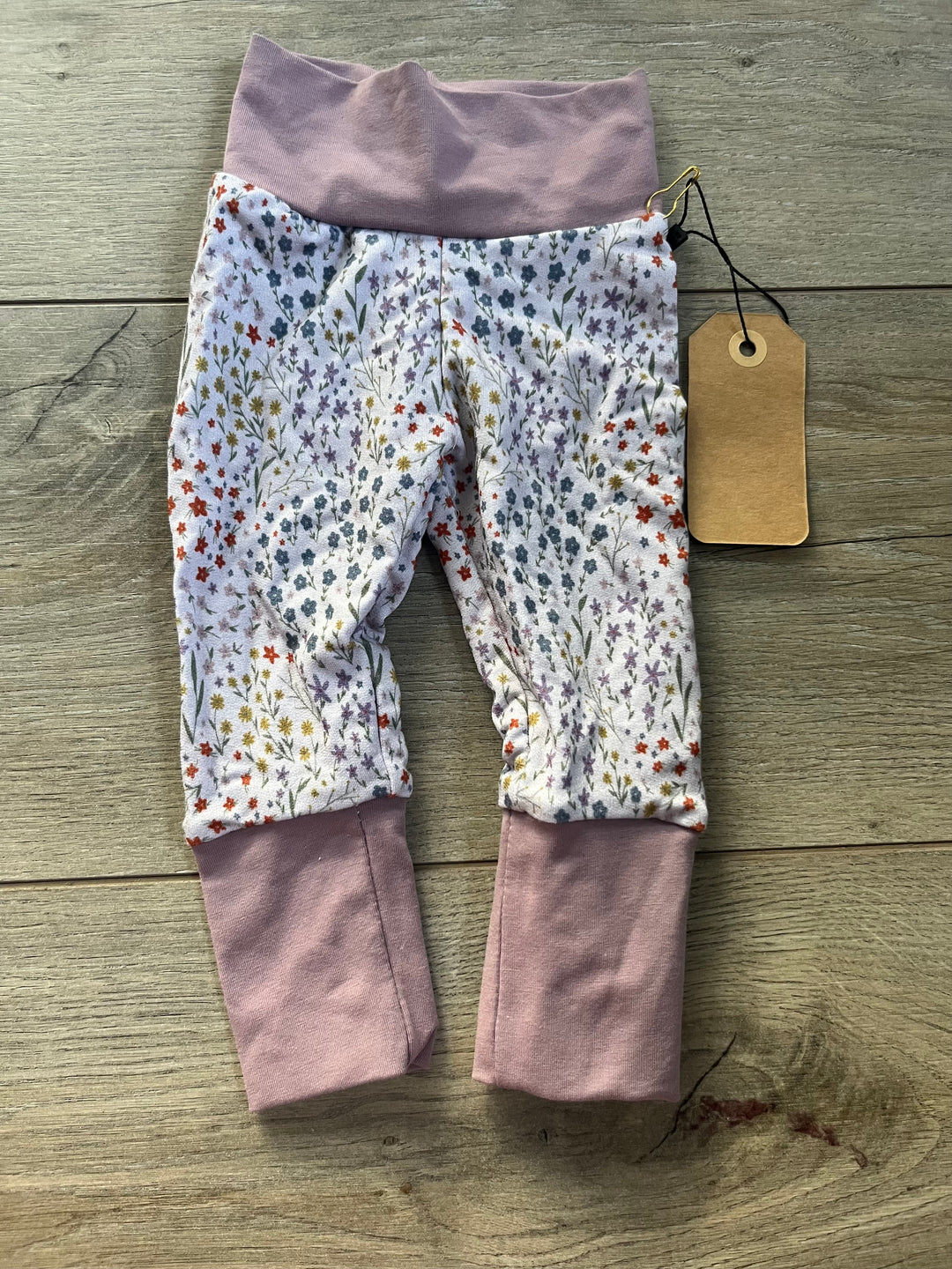 Gro by Zo Bamboo Leggings – Newborn-6 Months | Floral | Purple Trim | NWT