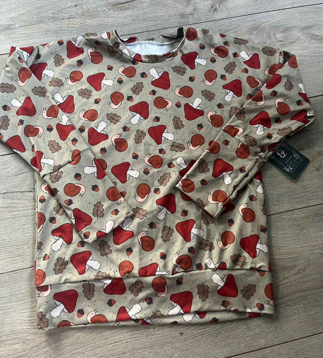 Gro by Zo Grow With Me Crewneck – 6-9 Years | Snail and Mushroom Print | NWT