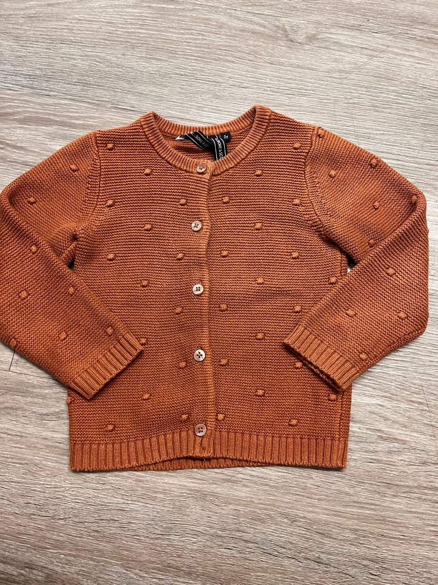 Small Bones &amp; Scot Bubble Knit Cardigan – 2 Years | Orange - Nest and Sprout-Consignment